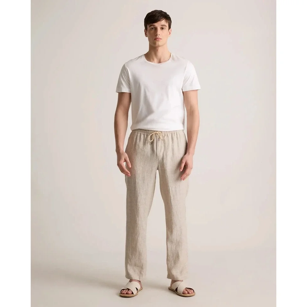 NWT Quince | Linen Drawstring Beach Pants Large Sand European Linen CMA01